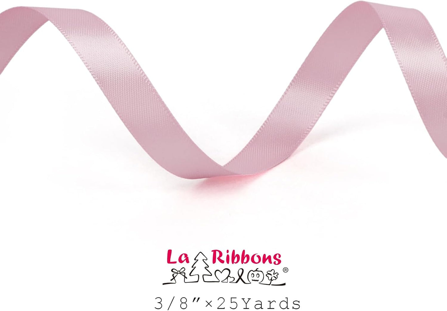 LaRibbons 3/8 Inch 25 Yard Double Faced Satin Ribbon,Rose Pink Small Satin Craft Fabric Ribbon for Gift Wrapping Floral Bouquets Wedding Party Decoration
