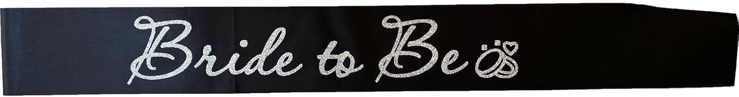 Black Bride to Be Sash for Bridal Shower Bachelorette Party Wedding Hen Party Decorations Engagement Gifts Favors Miss to Mrs Sash with Glitter Letter Silver