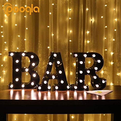 Decorative LED Illuminated Letter Marquee Sign - Alphabet Marquee Letters with Lights For Wedding Birthday Party Christmas Night Light Lamp Home Bar Decoration O, Black