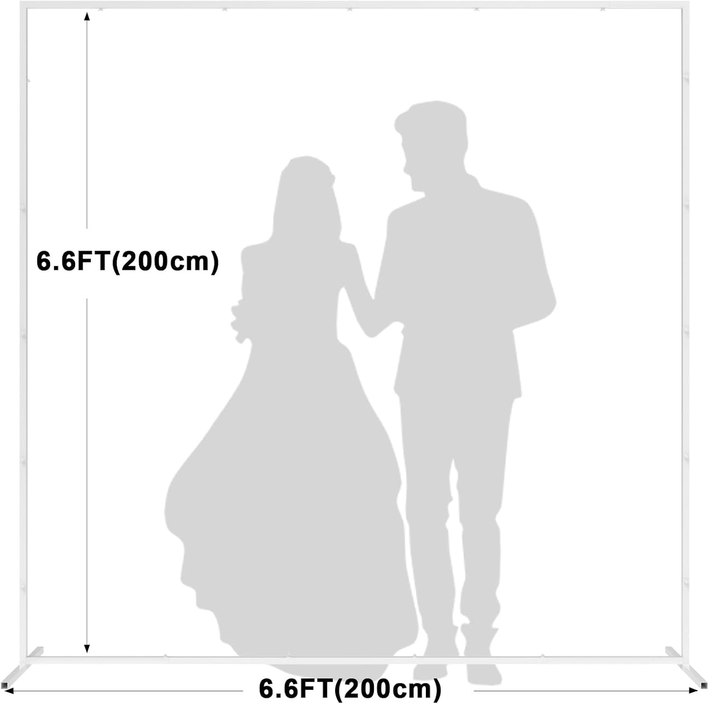 6.6FT x 6.6FT White Wedding Arches for Ceremony Rectangular Metal Balloon Arch Stand Kit Garden Floral Square Arch Frame Background for Anniversary Birthday Party Bridal Shower Decoration Home Decor