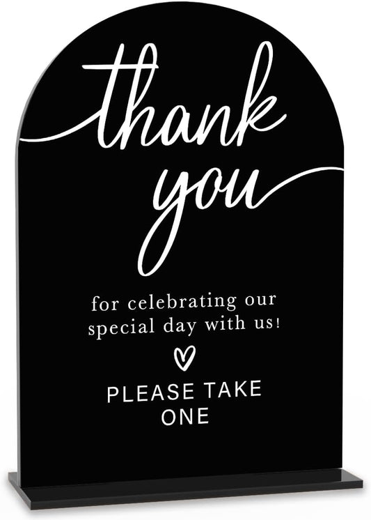 Acrylic Wedding Sign Thank You Sign for Wedding Wedding Signs for Ceremony Modern Calligraphy Arch Acrylic Table Top Sign for Wedding Reception and Event Party Table(black）