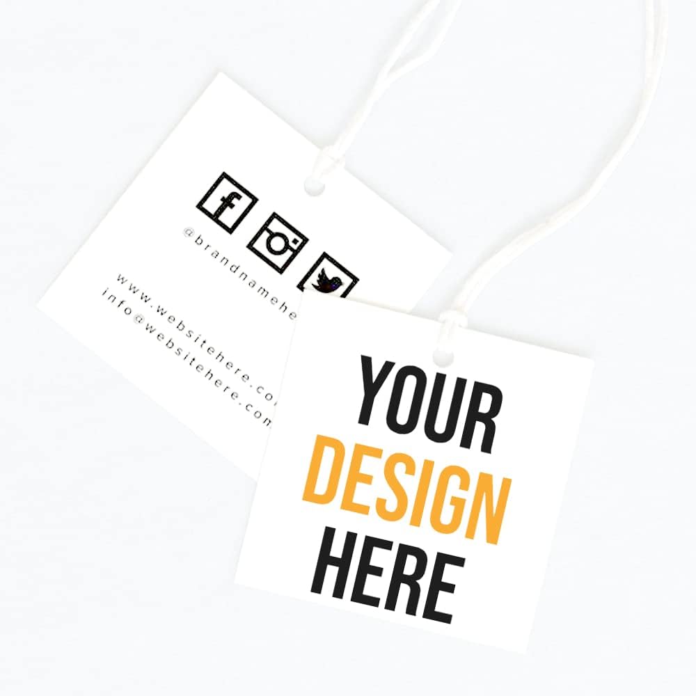 500 Pcs Custom Hang Tags,Personalized Your Logo Photo and Text Design Price Tags Jewelry Hang Tags Labels (Gift Tag Rope)