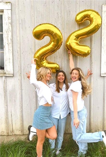 40 Inch Big Gold Number 22 Balloon Birthday Decoration, Numbers 22 Helium Balloons 22 Celebration, Boy Girl Baby Anniversary Party Graduations Supplies Decorations