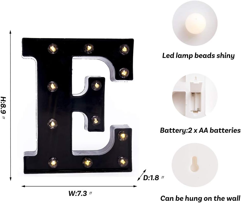Foaky Black LED Marquee Number Lights Sign Light Up Marquee Number Lights Sign for Night Light Wedding Birthday Party Battery Powered Christmas Lamp Home Bar Decoration