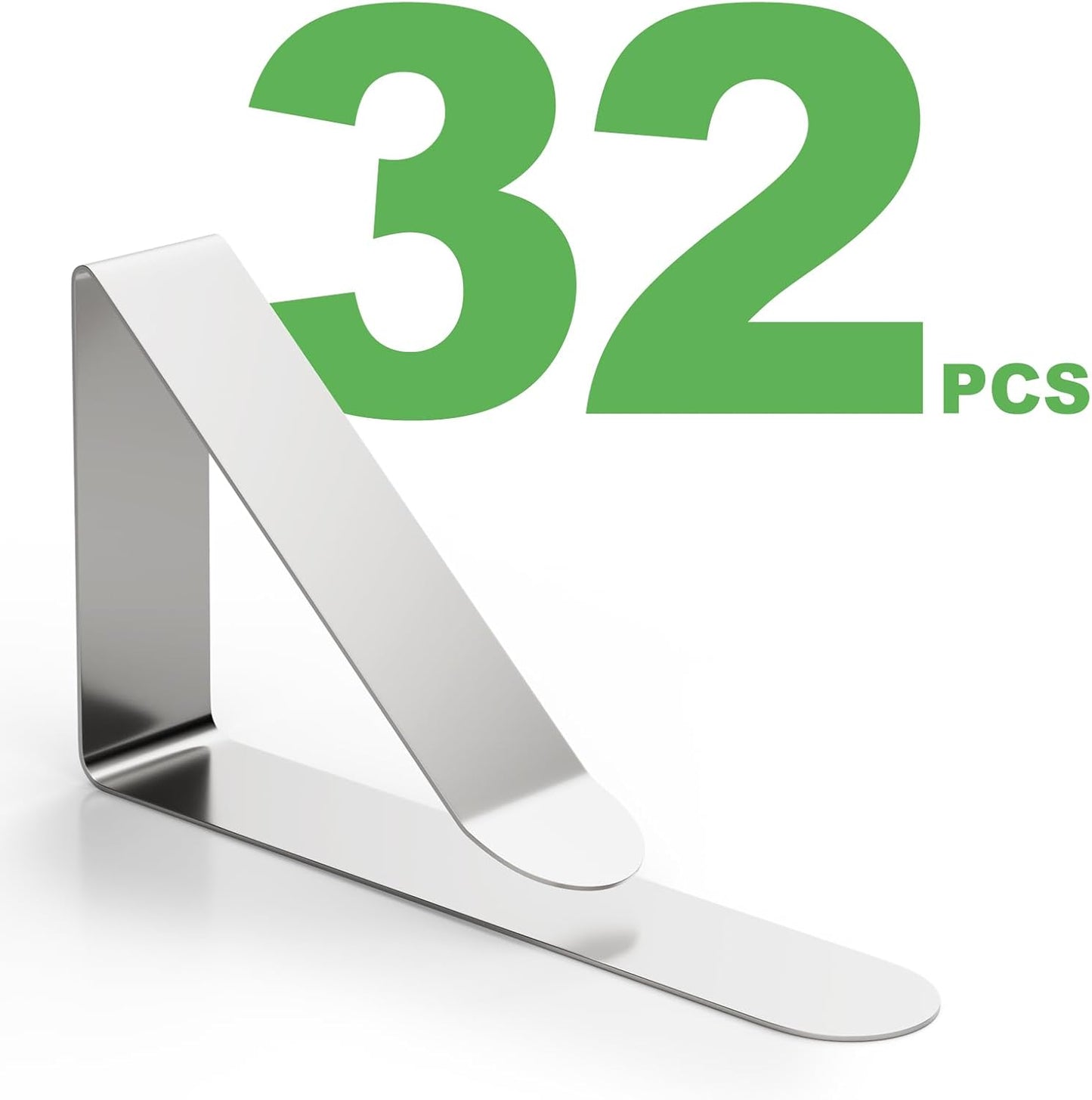 32 Pack Tablecloth Clips Heavy Duty, 2.95"x1.77" Stainless Steel Rust Proof Tablecloth Clips for 2" Thick Tables - Anti-Slip Pads Home Restaurant Picnic