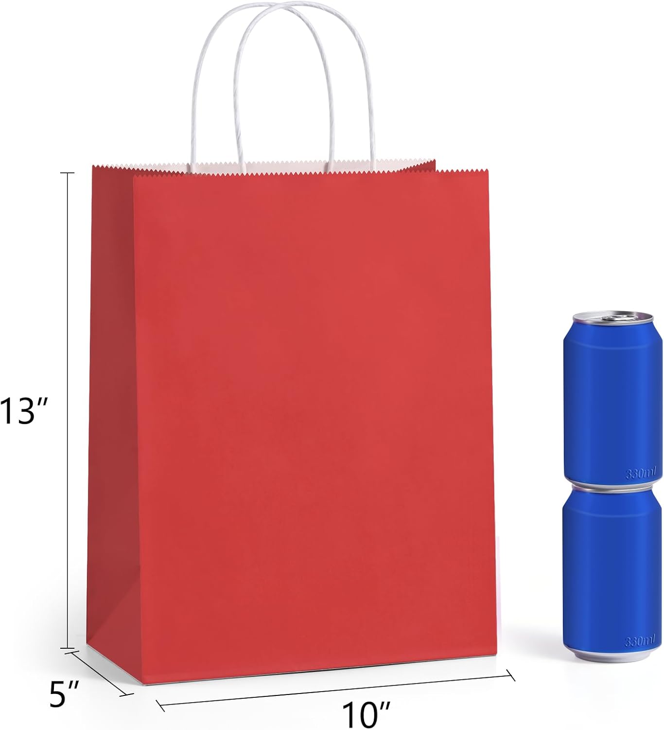 BagDream Red Gift Bags 10x5x13 Inch 100Pcs Large Kraft Paper Bags Bulk for Christmas, Wedding, Party Favors, Business, Retail, Grocery Paper Sacks with Handles