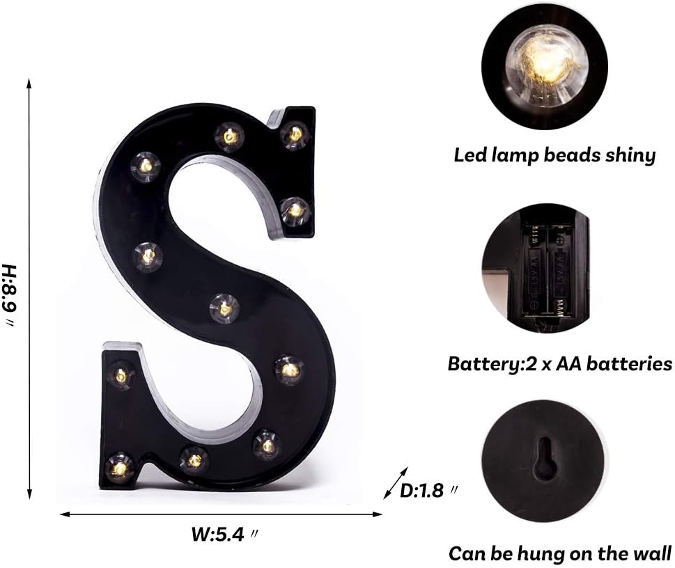 Foaky Black LED Marquee Number Lights Sign Light Up Marquee Number Lights Sign for Night Light Wedding Birthday Party Battery Powered Christmas Lamp Home Bar Decoration