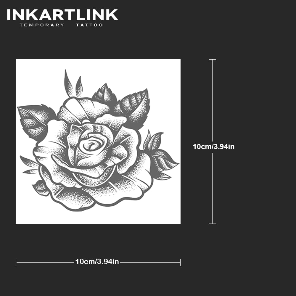 INKARTLINK Tattoo Tech, 2 Sheets Medium Semi Permanent Tattoo, Temporary Tattoos, Last 1-2 Weeks, Waterproof, Realistic Look, No Adhesive, No Reflection (Flower Design)112