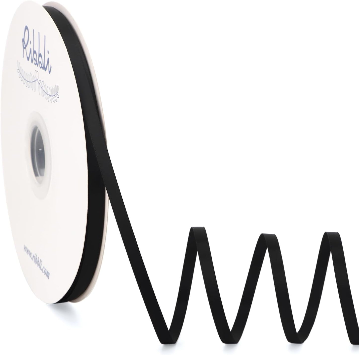 Ribbli Black Satin Ribbon Double Faced Satin 1/4 Inch x Continuous 100 Yards-Black Ribbon for Gift Wrapping Crafts Wedding Decoration Bows Bouquet Floral Arrangement