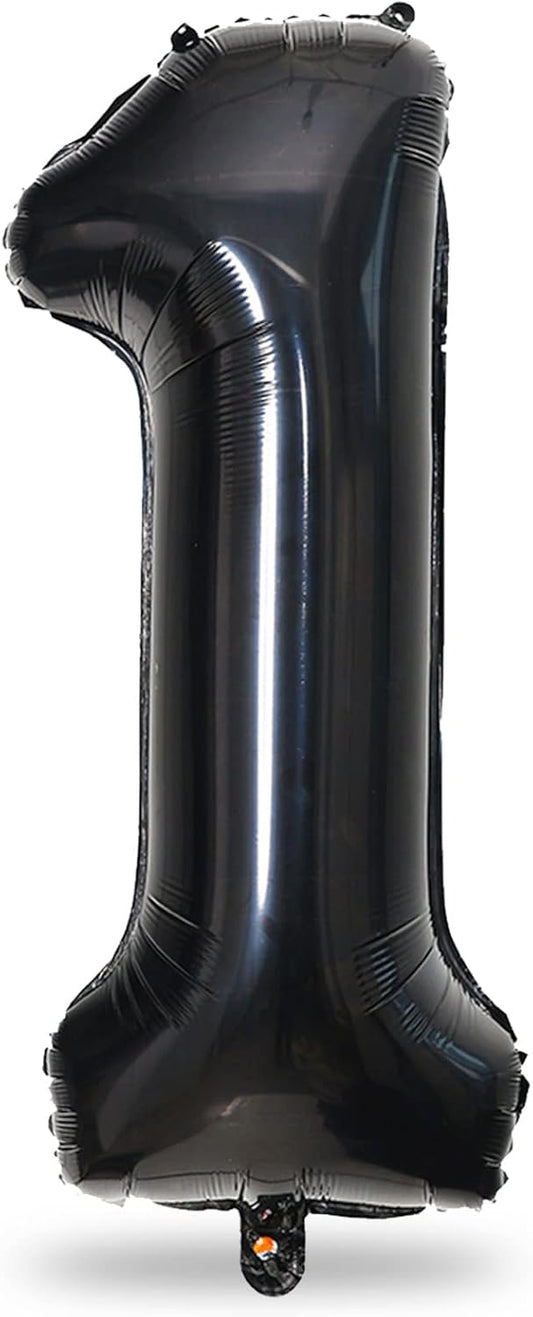 40 Inch Black Foil Balloon Number 1, Giant Self Inflating Number Balloons 0-9 Digital Helium Balloons Set for Girls Boys 1st Birthday Anniversary New Year's Eve Baby Shower Party Decorations Supplies