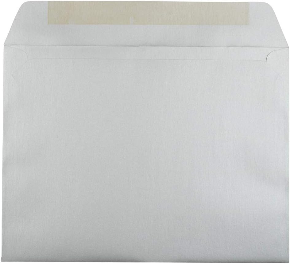 JAM PAPER 9 x 12 Open End Catalog Metallic Envelopes - Silver Stardream - 25/Pack
