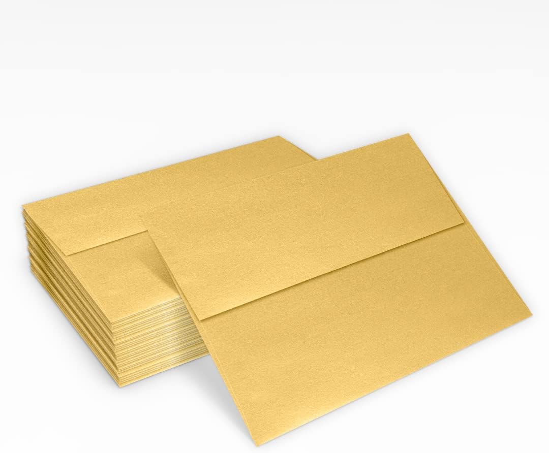 LUXPaper A7 Invitation Envelopes | Peel & Press | 5 1/4" x 7 1/4" | Gold Metallic | 80lb. Text | 500 Qty