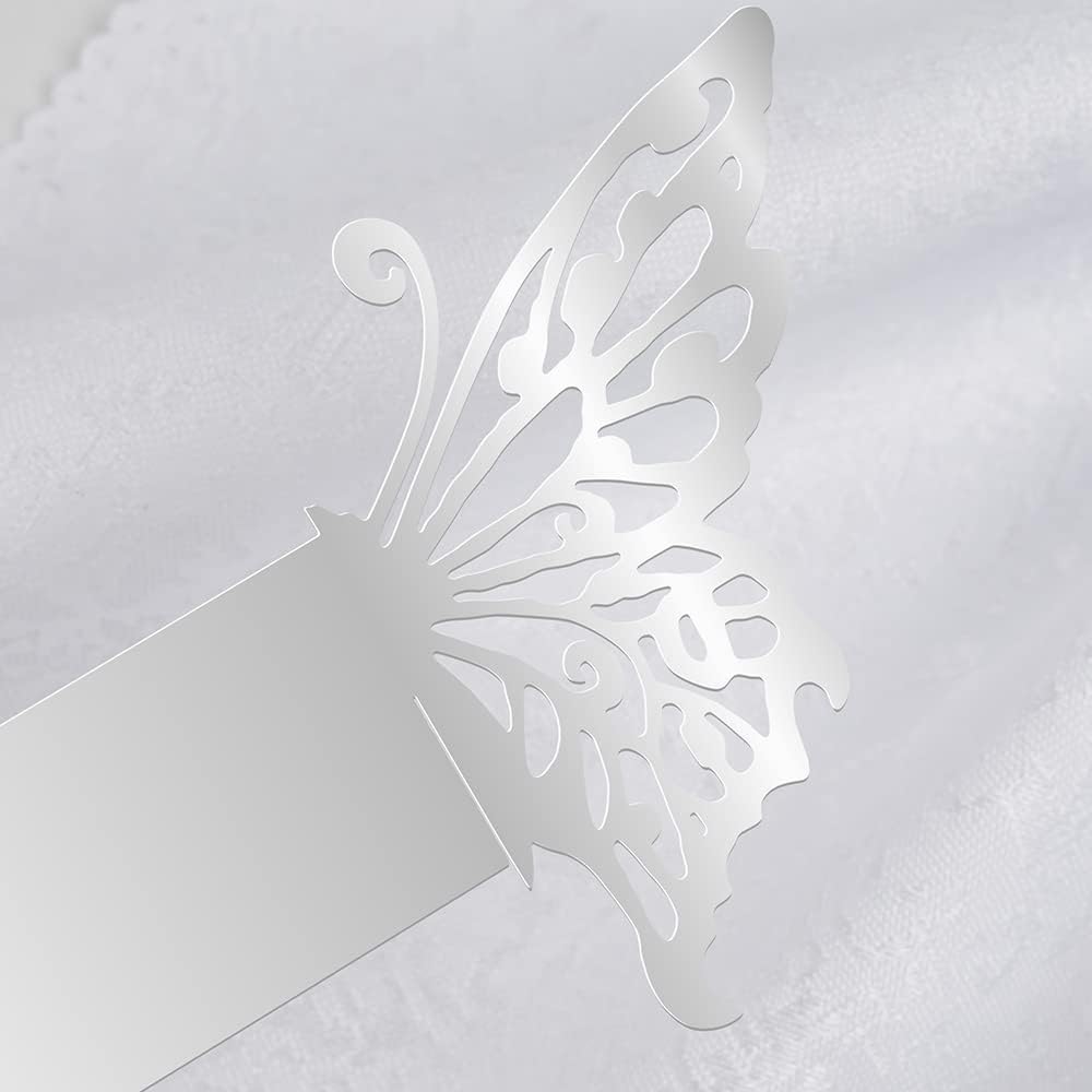 150PCS Butterfly Napkin Rings for Luxury Banquet Style, Reusable Paper Napkin Holders for Wedding Banquet Dinner Table Decor, and Catering Party Services (Silver)