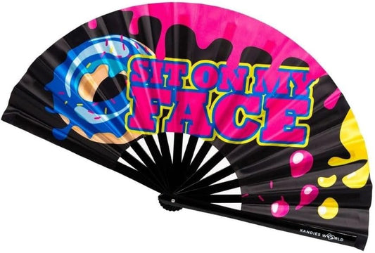 Kandies World Custom Festival Folding Hand Fan - Unique Designs, Made of Bamboo, Clacking Sound, Lightweight - Perfect Rave and Festival Accessory!