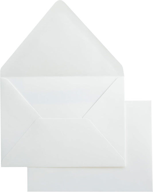 PONATIA 50PCS A7 Euro Flap Envelopes, 5.25 x 7.25'' Ivory Envelopes for Weddings Invitations, Photos, Postcards, Greeting Cards, Christmas Gift Cards, Acrylic Mailing (No Liner)