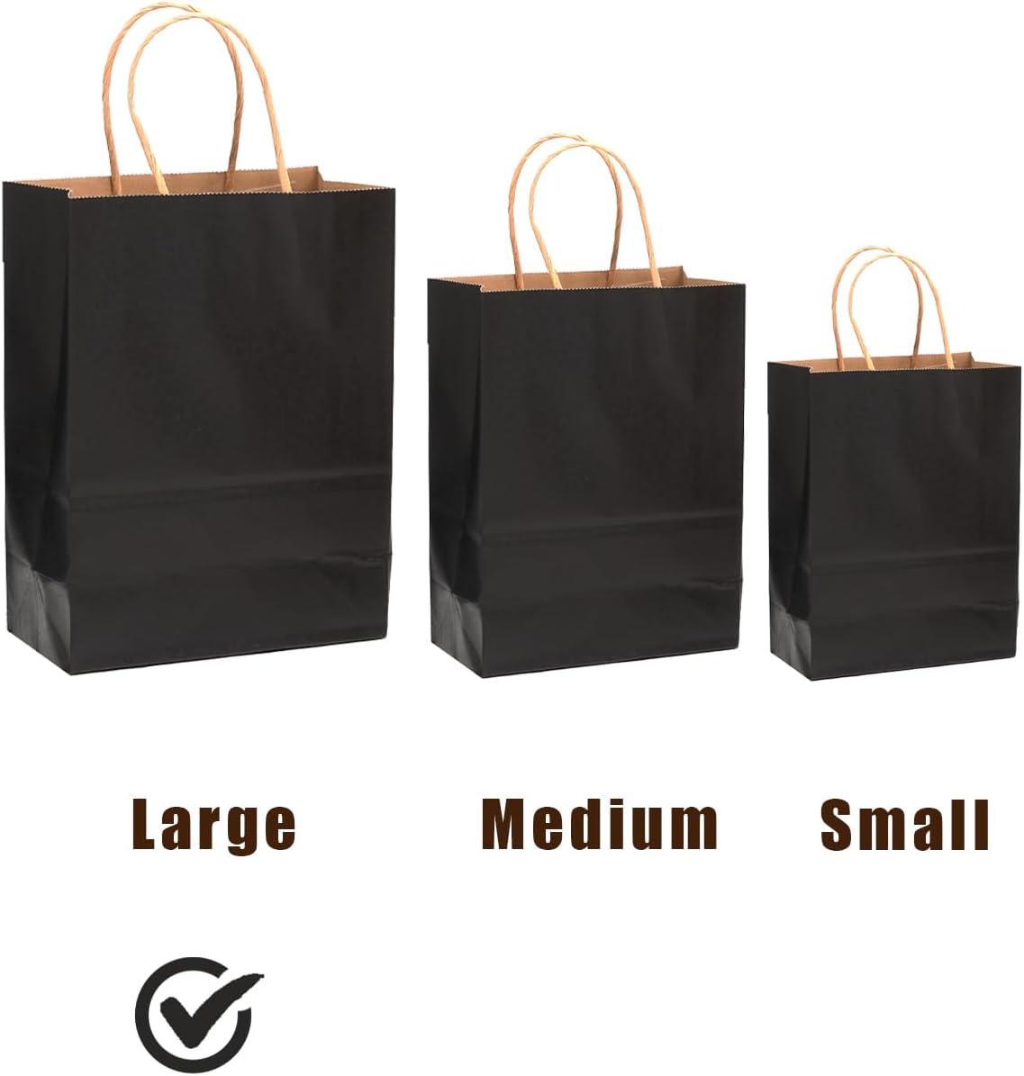 qiqee 100Pcs Large Size Paper Gift Bags with Handles -13"x10.3"x4.6" Kraft Small Party Bags - 16 Solid Colors