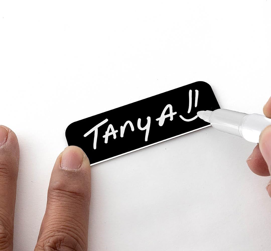 Name Tag/Badge Blanks - 100 Pack - 1" X 3" (Black) Round Corners, Magnetic Backing