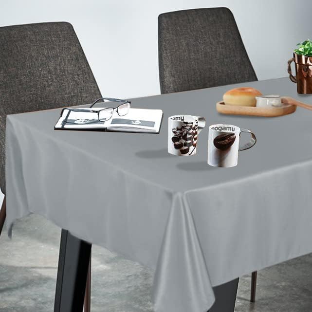 Fitable Rectangle Tablecloth 60x84 inch Tablecloth Stain and Wrinkle Resistant Washable Polyester Table Cloth for Buffet Parties and Camping Silver