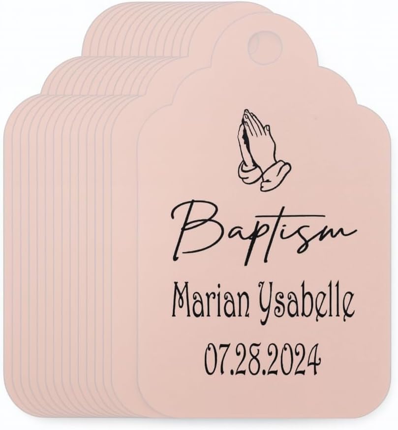 Mi Bautizo Baptism Christening Personalized Thank You Tags 20 pcs - More Colors Available (pink shimmer)