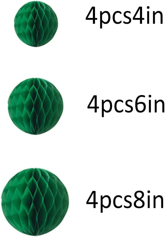 15pcs Honeycomb Balls Decorations 4'' 6'' 8'' Party Honeycomb Ball Flower Tissue Pom Poms Flower Ball Hanging Flower Balls for Baby Shower Birthday Wedding Nursery Decor(4'' 8'' 10'' Green)