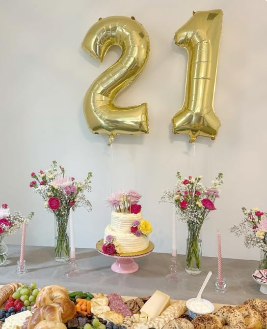 Light Gold 40 Inch Big Number Balloon Birthday Decoration, Number 2 Helium Balloon 12 20 22 23 24 26 2026 New Years Celebration, Boy Girl Baby Anniversary Party Graduations Supplies Decorations