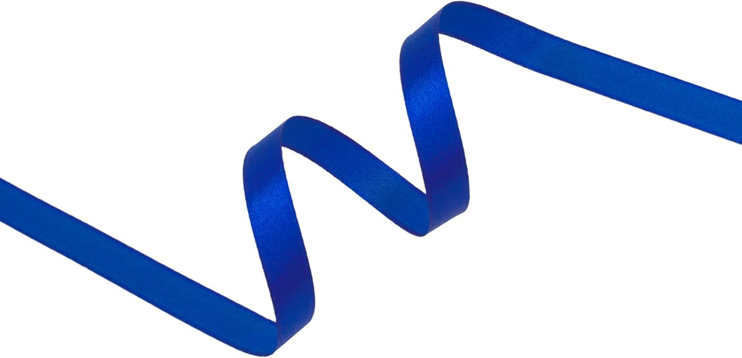 Dark Royal Blue Satin Ribbon 3/8 inch X Continuous 25 Yards, Single Face Polyester Ribbon Perfect for Gift Wrapping, Flower Bouquet, Wedding Decor, Crafts, Bow Making, Sewing and More