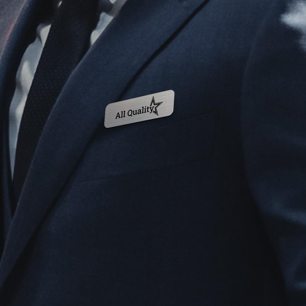 White Name Tag Blanks – 25 Pack, 1.5" x 3", Round Corners, Durable Plastic Badges with Magnetic Backing for Office & Events – All Quality Badges