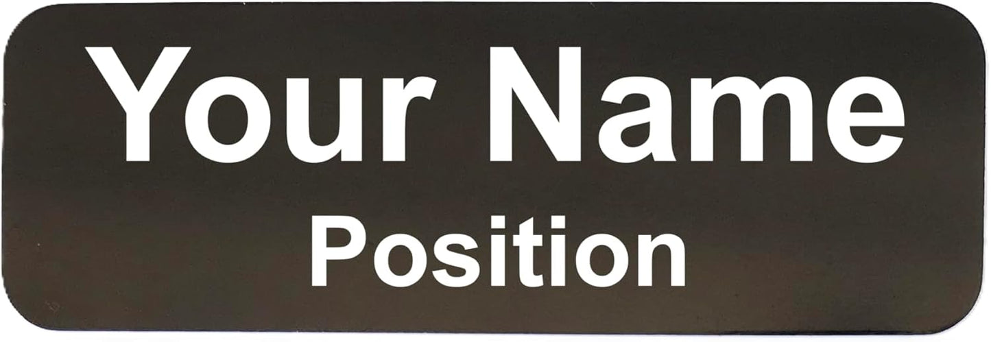 Custom Laser Engraved Name Tag Badges for Business or Employees Position Identification - Personalized Text for Your Name Plate or ID Tags, 1 x 3 inches, Made in CA, USA (Black, 1 x 3 inches)