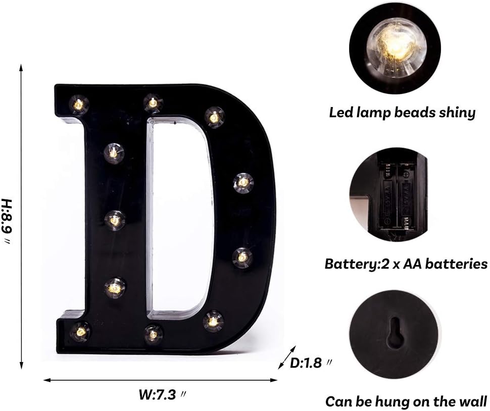 Foaky Black LED Marquee Number Lights Sign Light Up Marquee Number Lights Sign for Night Light Wedding Birthday Party Battery Powered Christmas Lamp Home Bar Decoration