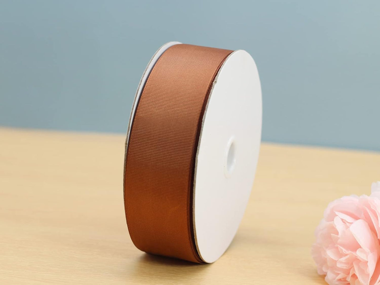 One Roll 50 Yards Soild Brown Grosgrain Ribbon 1 1/2 inch Flower Bouquets Ribbons-1.5 inch Thick Gift Wrapping Ribbon-DIY Crafts Bow Hair Headband Accessories Ribbons #842(38mm)