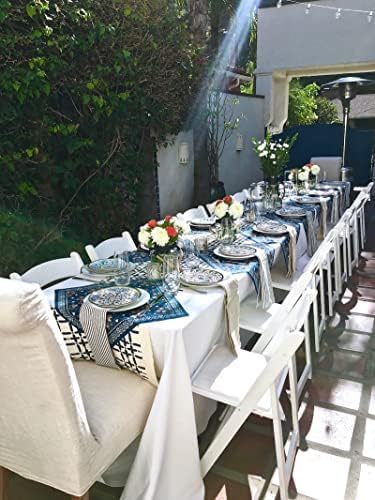 10 Pack Polyester Tablecloths, White 90 x 132 Inch Polyester Table Cloth for 8 Foot Rectangle Tables, Stain and Wrinkle Resistant Washable Fabric Table Cover for Wedding Banquet Restaurant Party