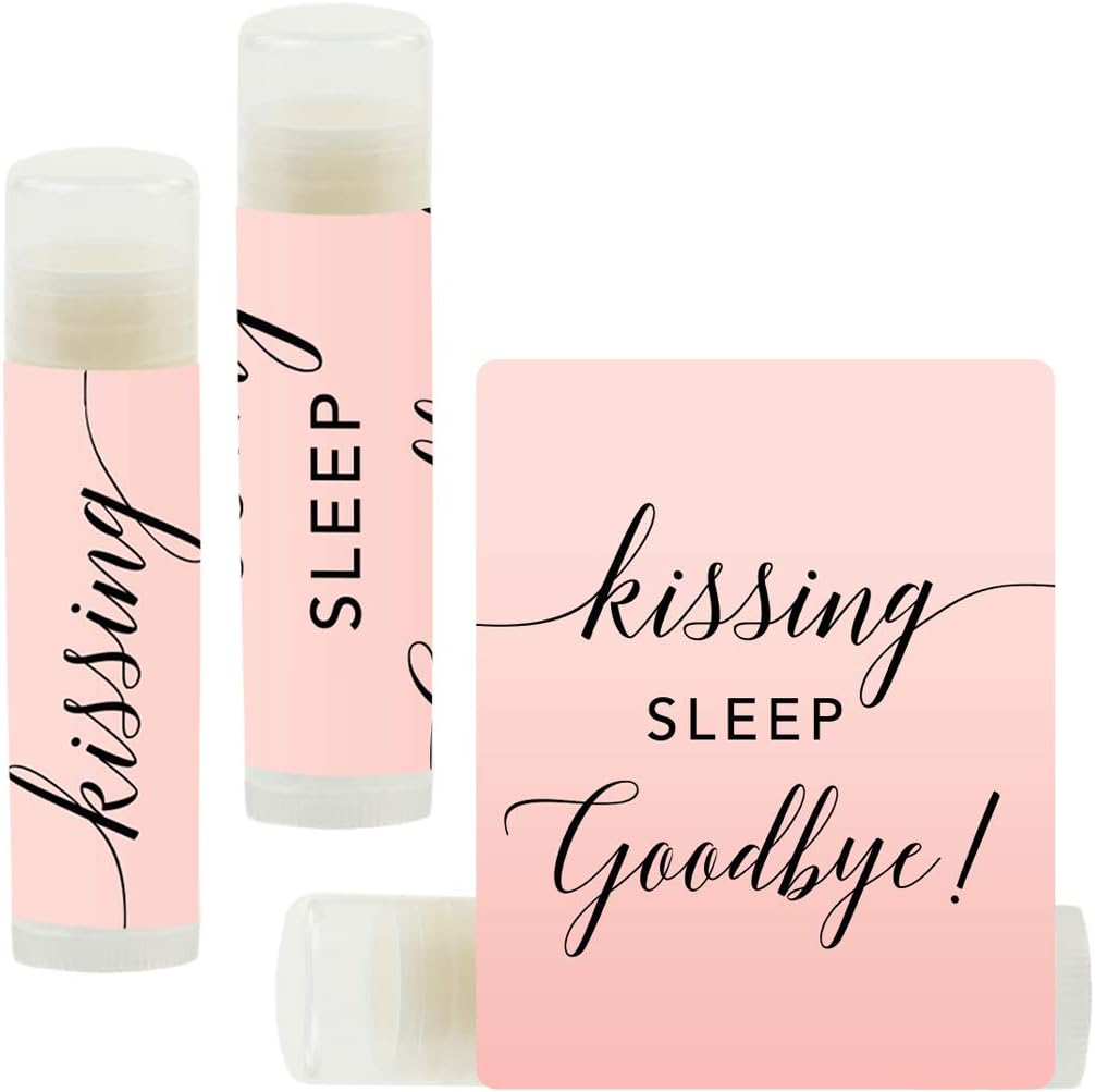 Andaz Press Blush Pink Rose Elegant Party Baby Shower Collection, Lip Balm Chapstick Favors, Kissing Sleep Goodbye!, 12-Pack, Baby Shower Sip and See Party Favors Decor