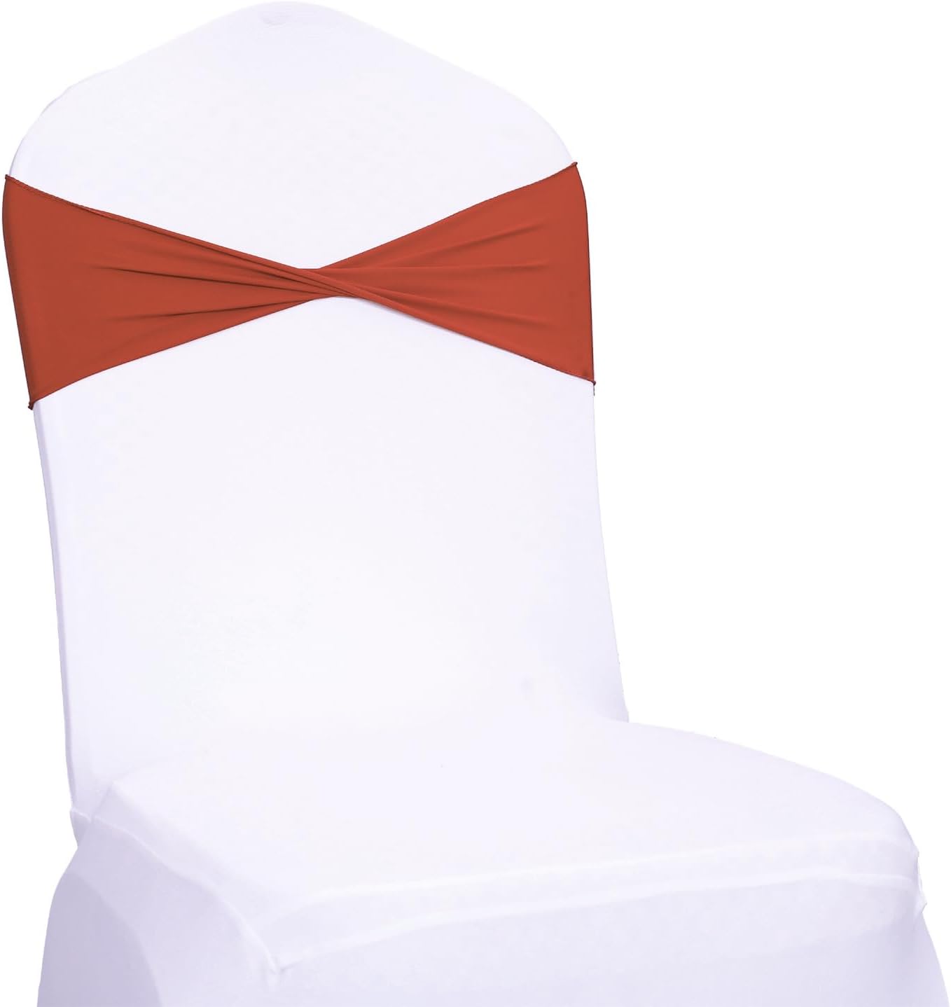 VDS Pack of 250 PCS | Terracotta | Spandex Chair Sashes Bows Without Buckle | Stretch Elastic Banquet Universal Folding Chair Band Tie with for Wedding Party Conference Celebration Event Decoration