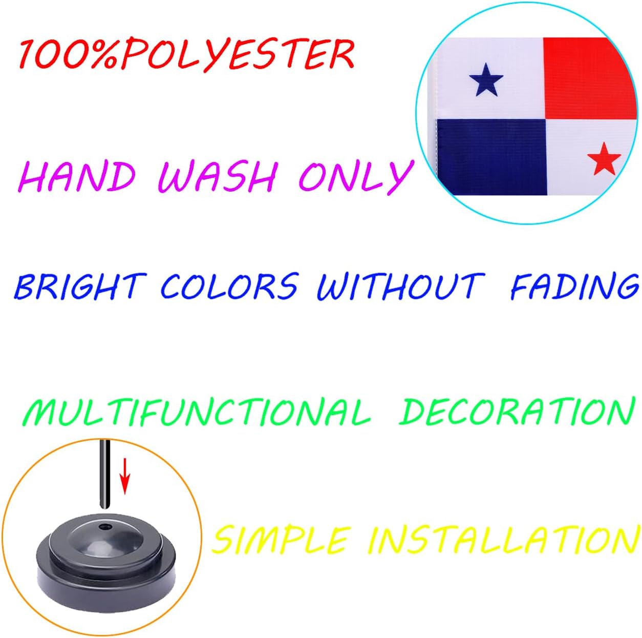 WXTWK 2 Pack Panama Flag Panama Deluxe Desk Flag Set - Mini Small Panamanian Table Office Flags with Black 12" Solid Pole Stand Base Classroom Meeting Desktop Decorations