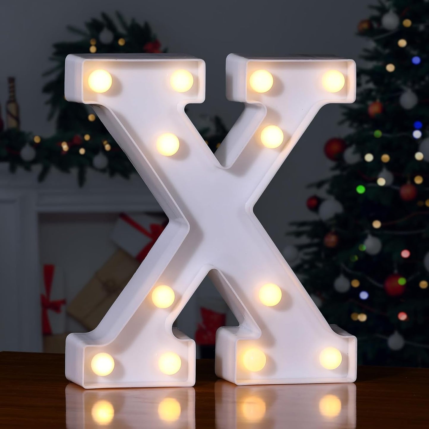 Foaky LED Letter Lights Sign Marquee Light Up Letters Sign for Night Light Wedding/Birthday Party Battery Powered Christmas Lamp Home Bar Decoration(X)