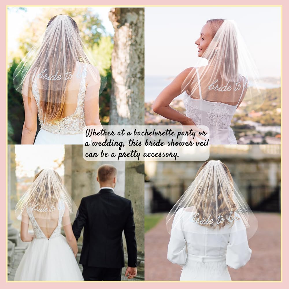 Bride To Be Embroidered Veil for Bachelorette Party Decorations, Bridal Shower Accessories Gifts for Woman