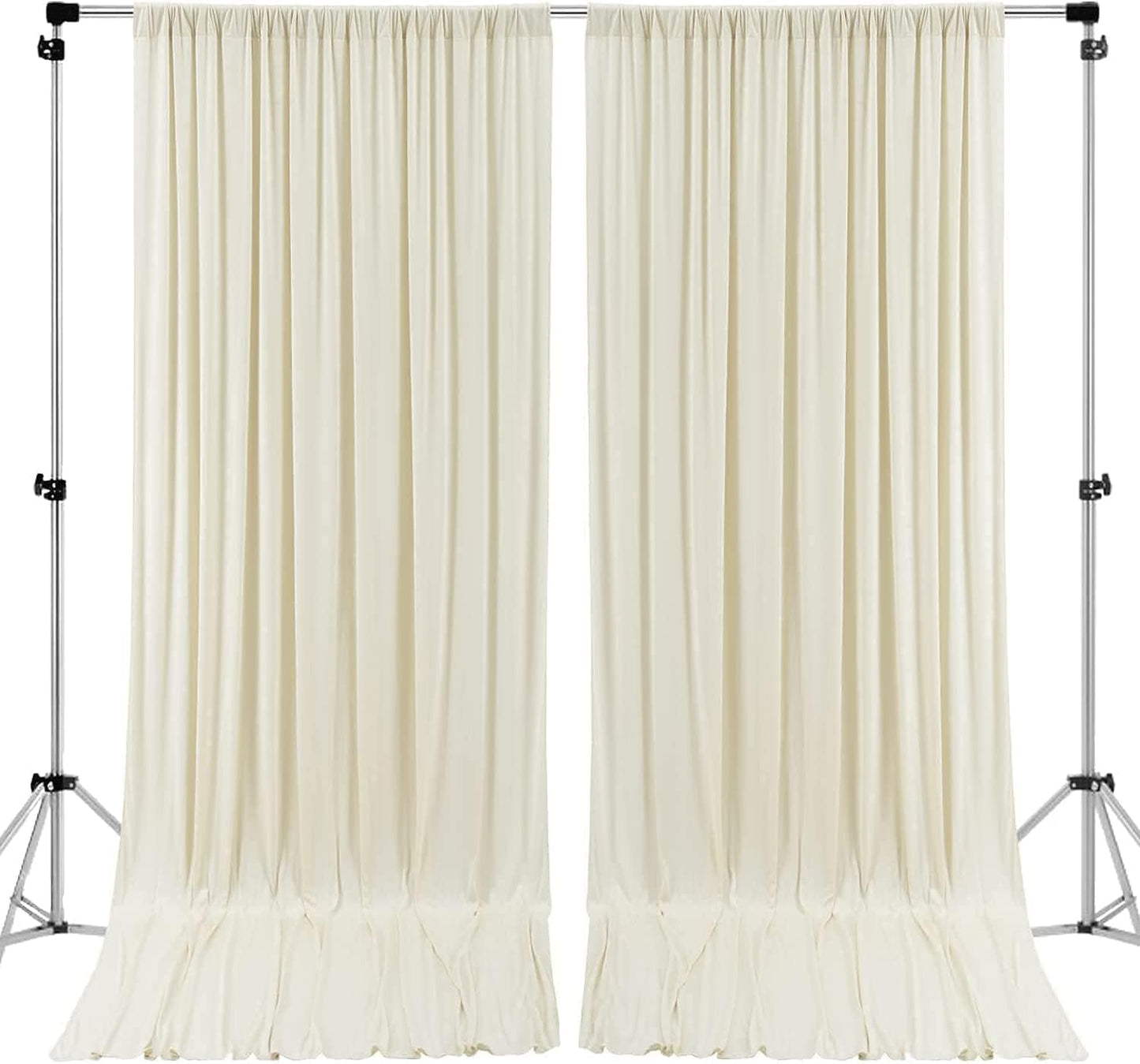 AK TRADING CO. 10 feet x 10 feet IFR Polyester Backdrop Drapes Curtains Panels with 4" Rod Pockets (Rod Not Included) - Wedding Ceremony Party Home Window Decorations - Ivory