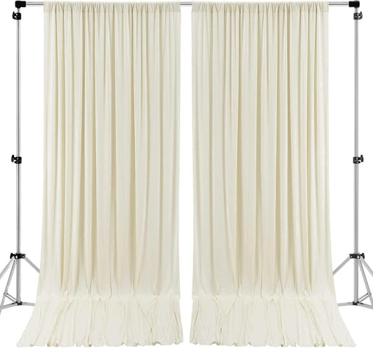 AK TRADING CO. 10 feet x 10 feet IFR Polyester Backdrop Drapes Curtains Panels with 4" Rod Pockets (Rod Not Included) - Wedding Ceremony Party Home Window Decorations - Ivory