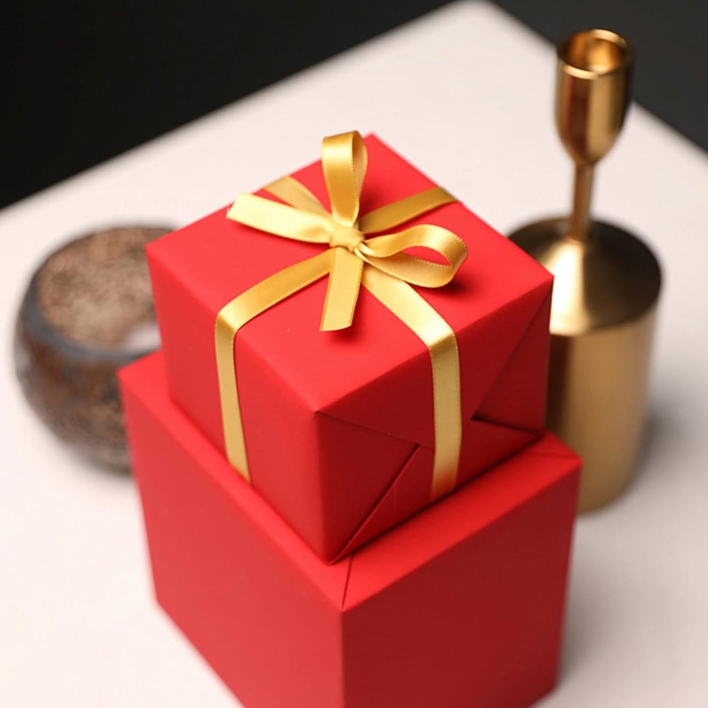 1/2 Inch Gold Satin Ribbon 50 Yards Solid Fabric Ribbons for Gift Wrapping, Crafts and DIY Projects, Bows Making, Wedding, Party, Holiday Decor