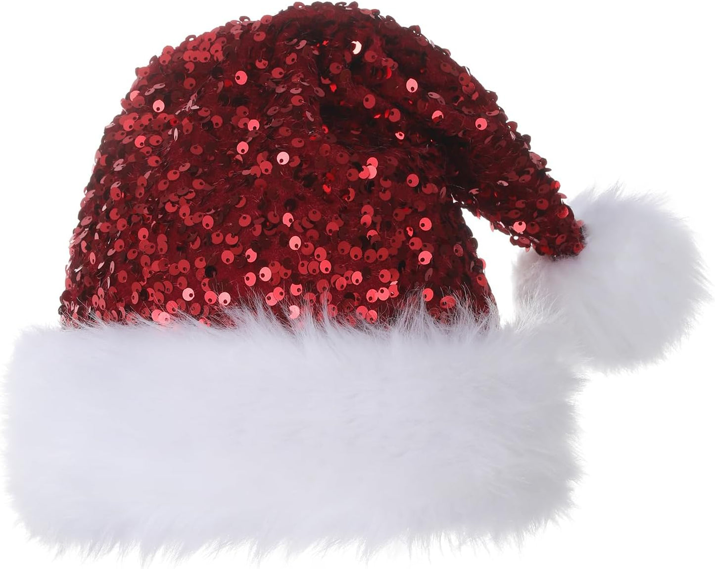 Personalized Sequin Santa Hat for Adults, Red Glitter Christmas Party Hat, Xmas Halloween New Year Holiday Headwear