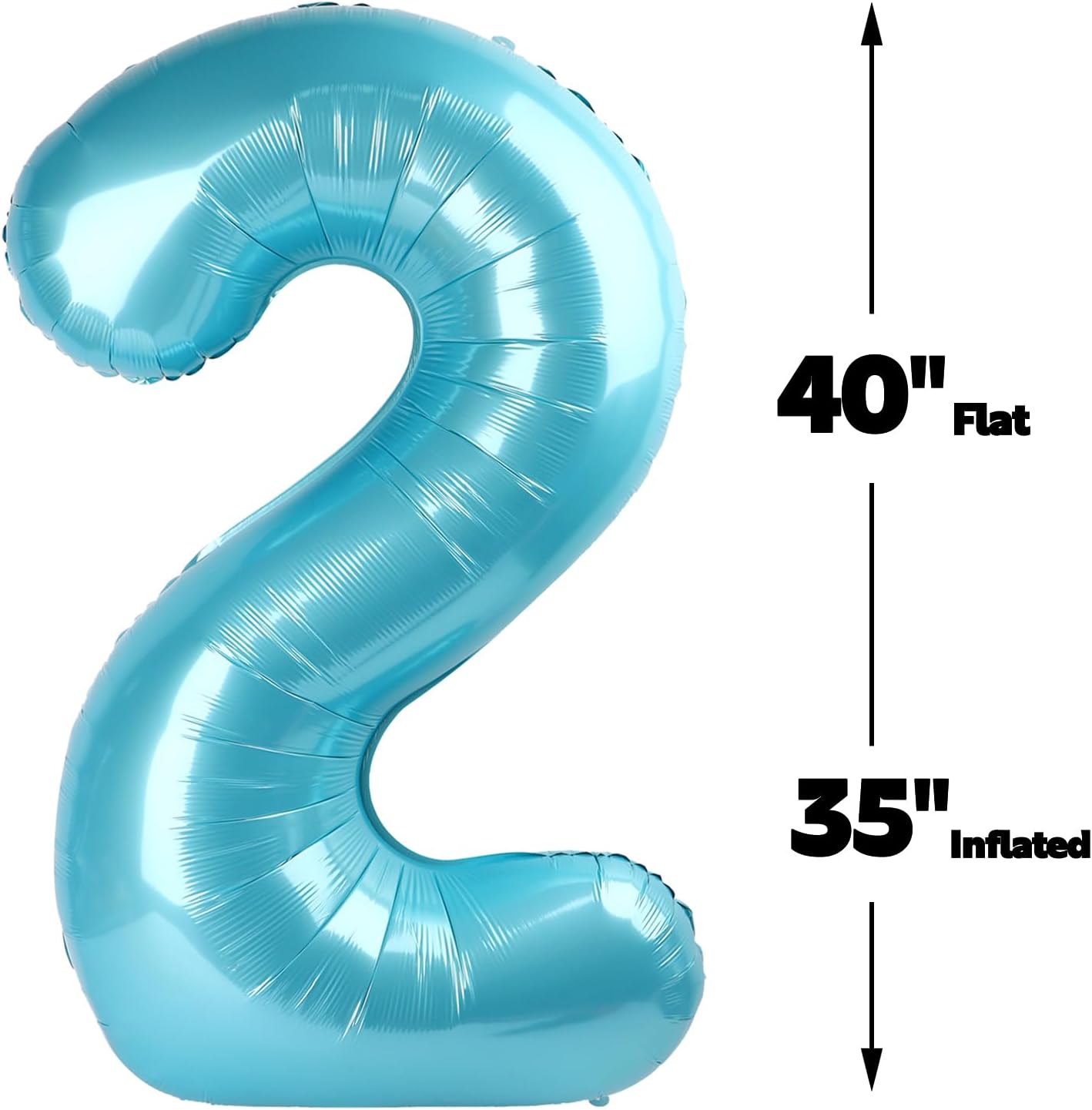 40 Inch Big Pearl Blue Number 2 Balloon Birthday Decoration, Number 2 Helium Balloon 12 20 22 23 24 26 28 32 42 Celebration, Boy Girl Baby Anniversary Party Graduations Supplies Decorations