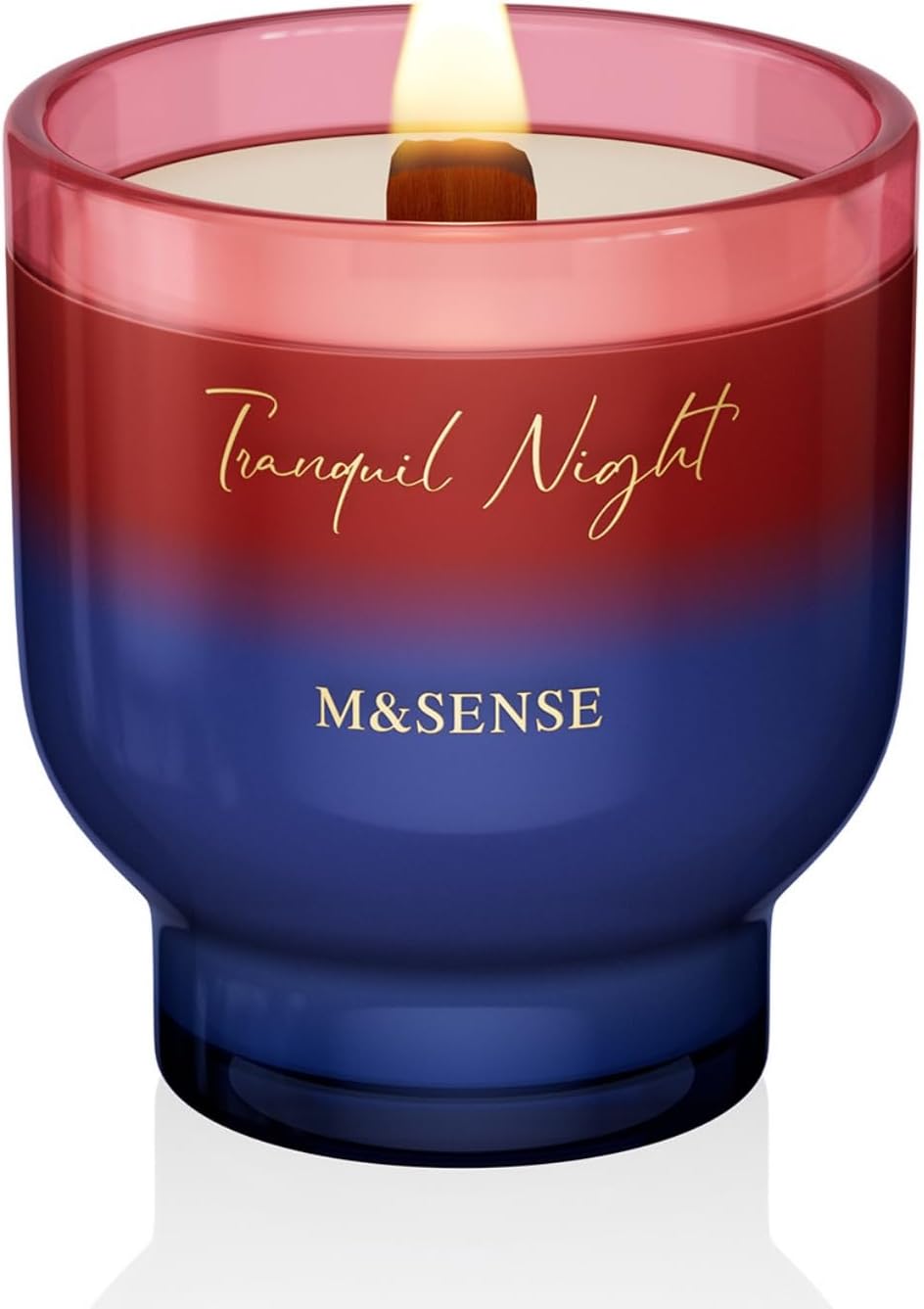 M&SENSE 9.88oz Natural Soy Wax Jar Candle with Wooden Wick | Midsummer Night Scent | 55-Hour Burn & Long-Lasting Burn | Housewarming Gift for Men and Women