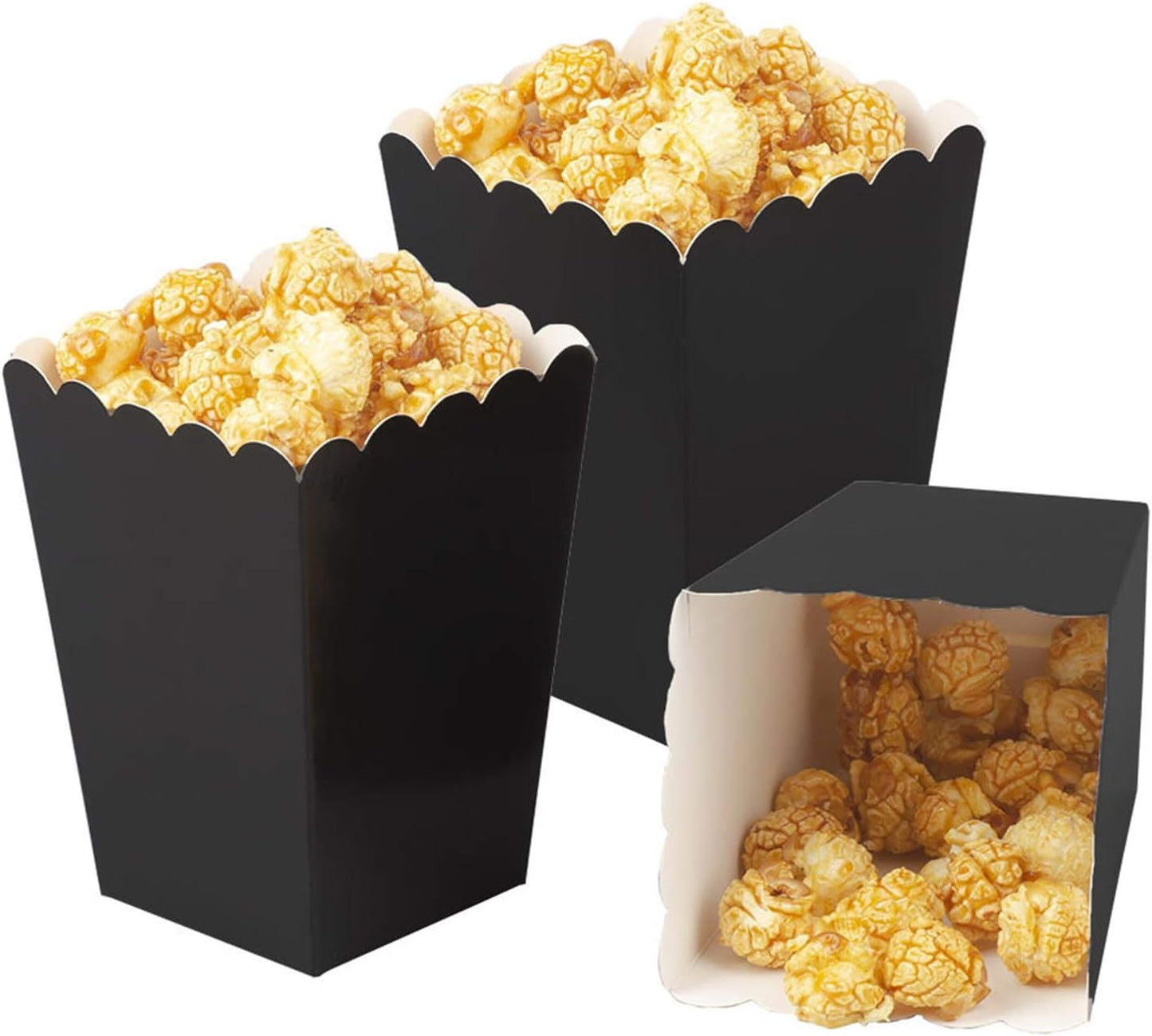 Black Popcorn Boxes Mini Paper Popcorn Box Cardboard Popcorn Container for Party, Pack of 24