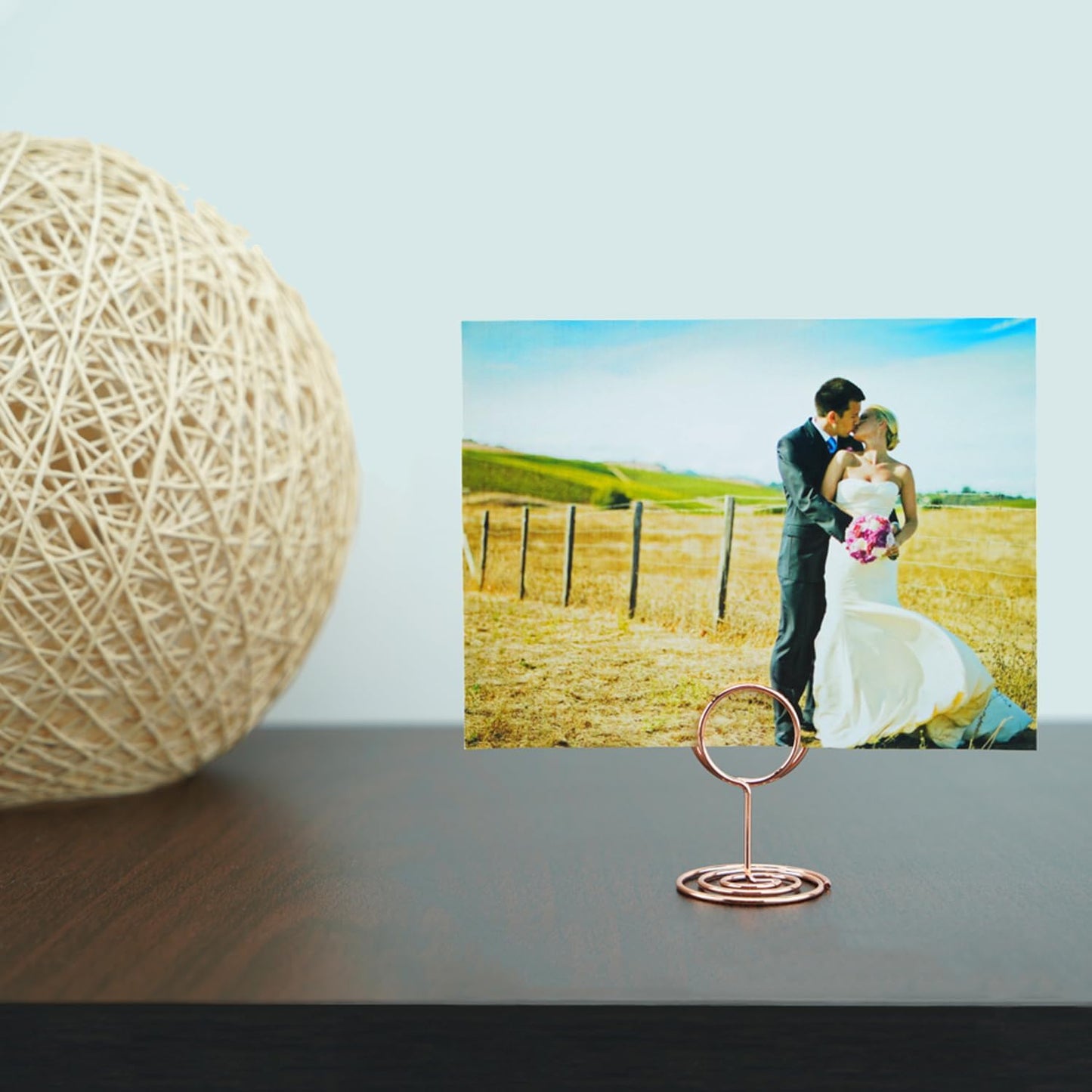 20Pcs Table Number Holders, Place Card Holder, Mini Table Card Holders, Cute Picture Holder Photo Holders for Wedding Reception Party, Table Centerpieces (Rose Gold)