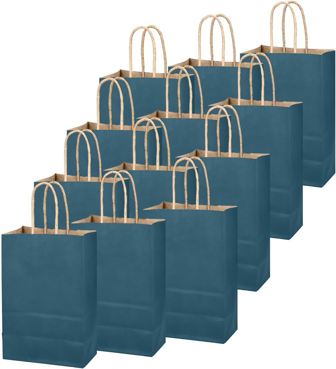 qiqee Ink Blue Gift Bag with Handles Bulk 24Pcs Paper Bags -8.3"x6"x3. 15" Party Favor Bags - Solid Color