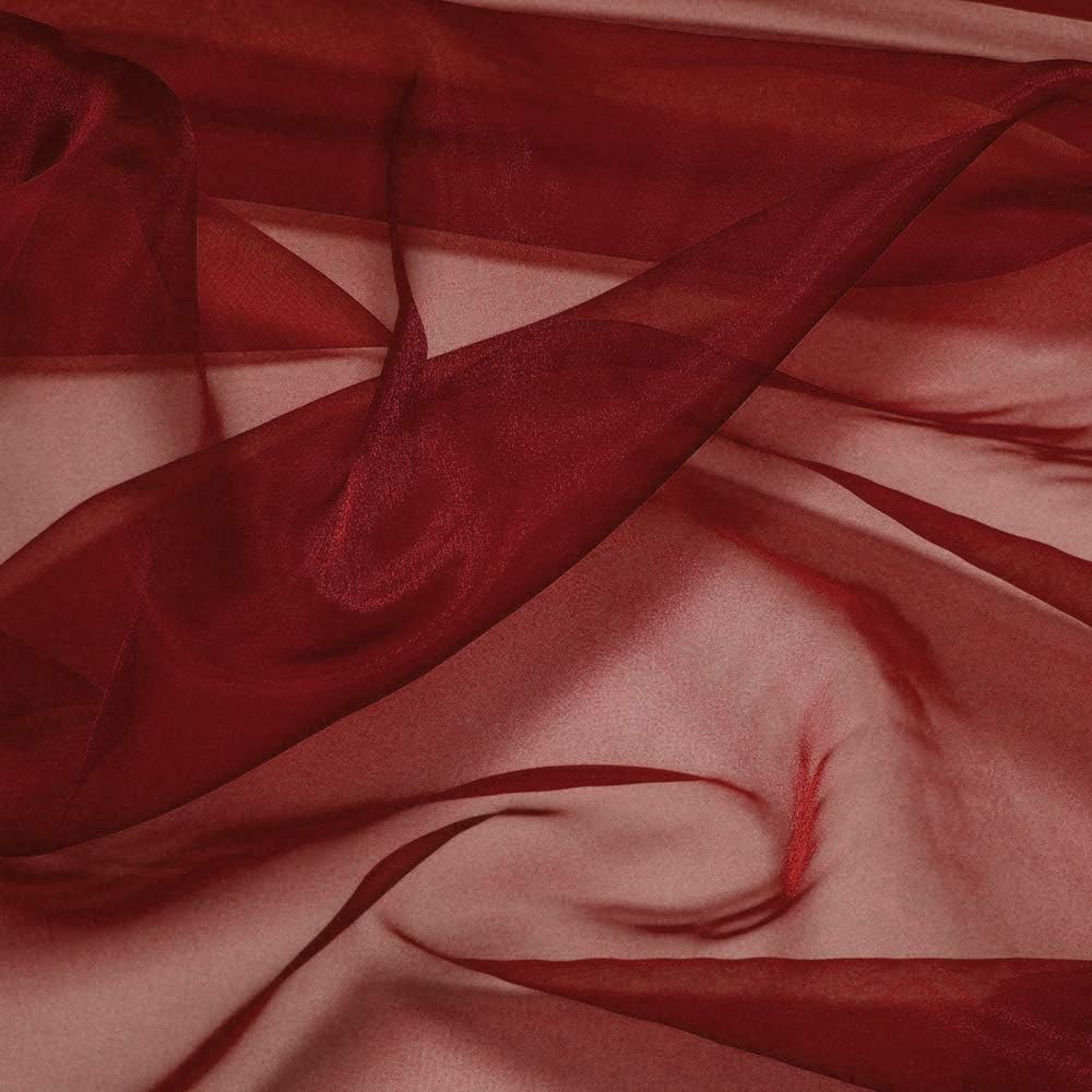 VDS Maroon Organza Fabric, 50 Yards Continuous, 45” Wide, Wedding Party Decoration Iridescent Crystal Sheer Shiny Organza Tulle Bridal Dress DIY Crafts Costume Sewing Backdrop Arch Cloth