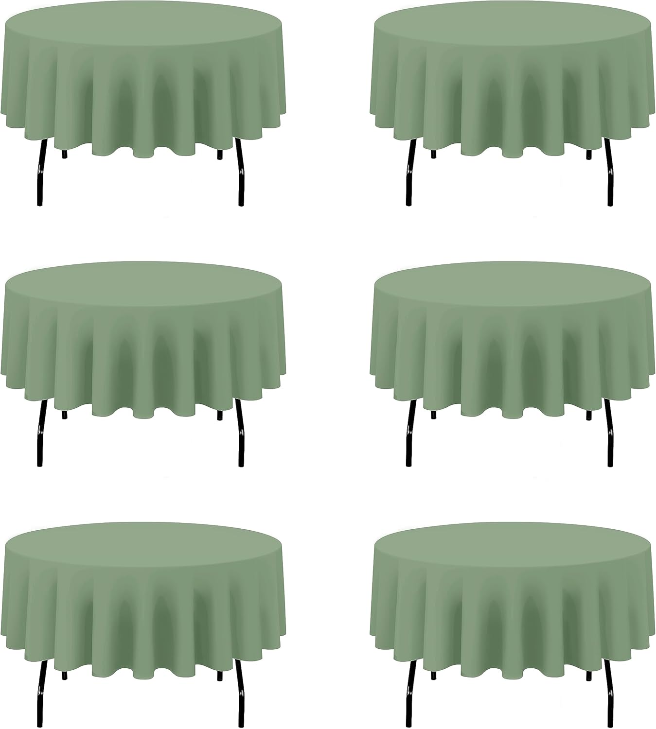 BRILLMAX 6 Pack Sage Green Round Tablecloths 90 Inch - Circle Bulk Linen Polyester Fabric Washable Table Cloth Cover for Wedding Reception Banquet Birthday Party Buffet Restaurant