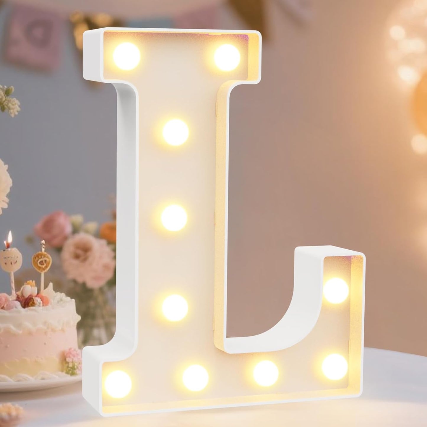 Pooqla LED Marquee Letter Lights Sign, Light Up Alphabet Letter for Home Party Wedding Decoration L