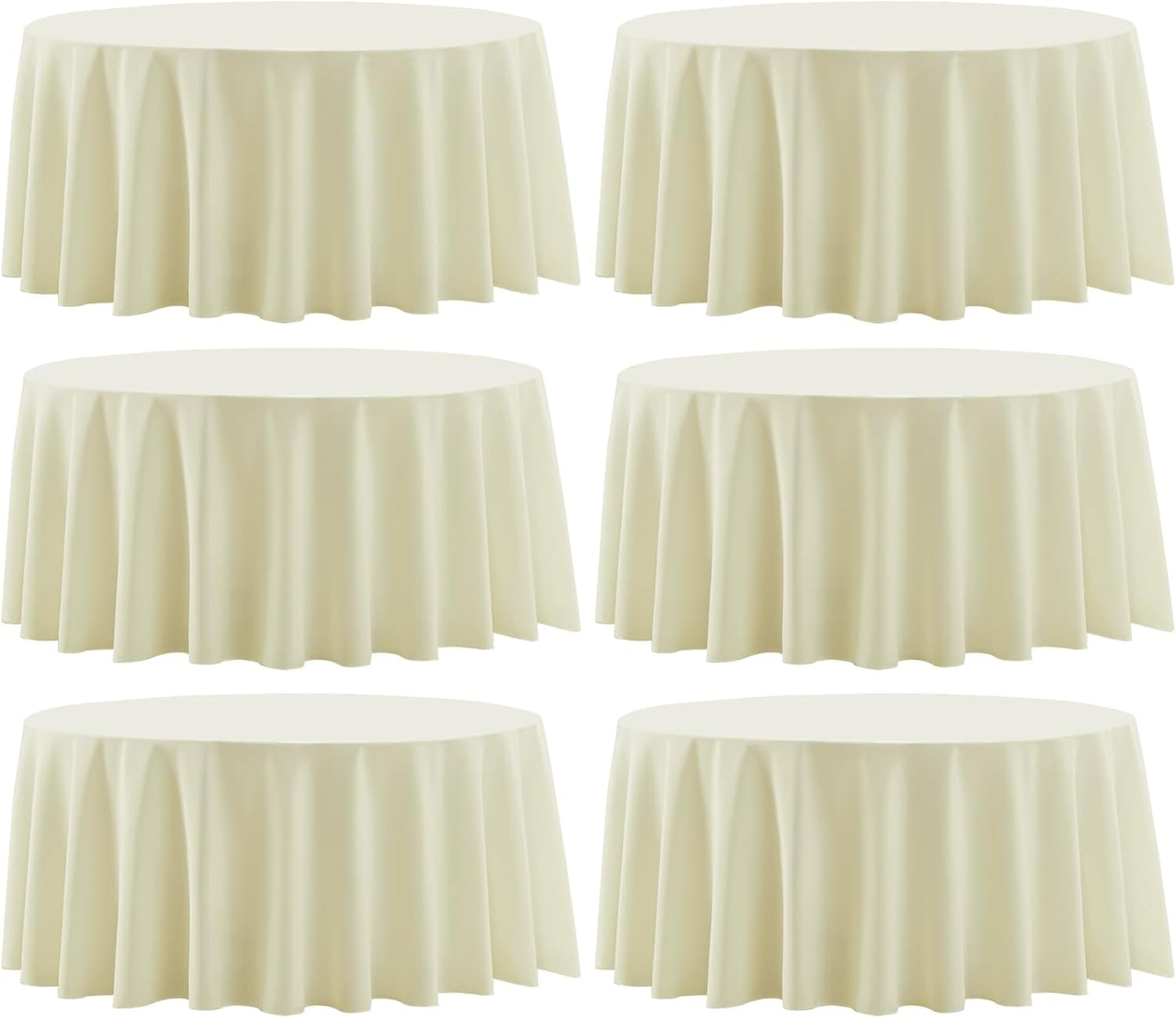 Round Tablecloth 6 Pack 90 Inch Ivory Tablecloths Washable Decorative Linen Polyester Table Clothes Cover for Dining Table Banquets Buffet Parties and Wedding