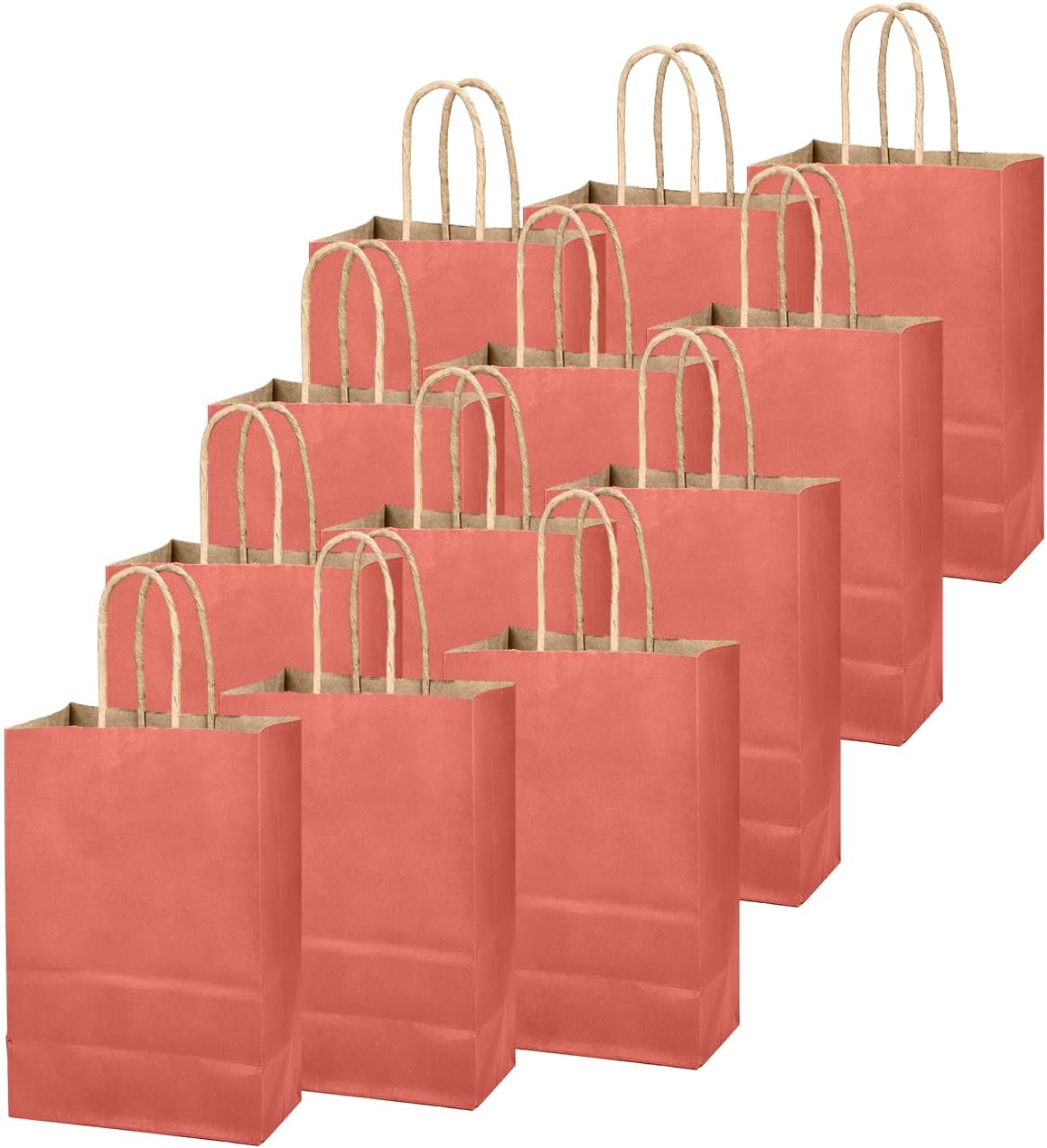 qiqee Rose Red Gift Bag with Handles Bulk 24Pcs Paper Bags -8.3"x6"x3. 15" Party Favor Bags - Solid Color